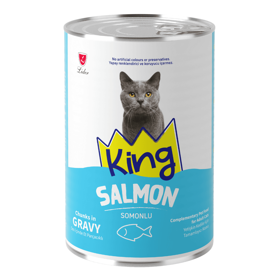 KING CAN CAT FOOD SALMON CHUNKS IN GRAVY 400G